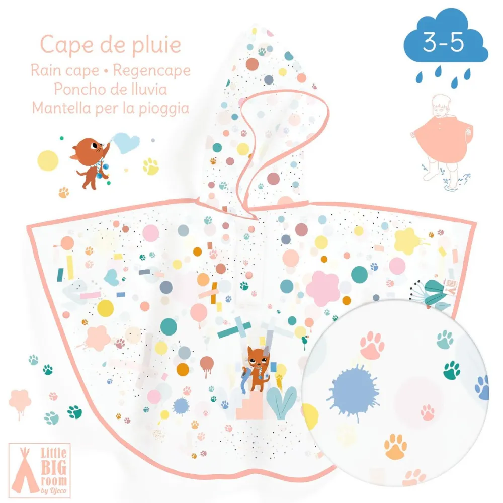 Djeco Poncho de Lluvia · Gato XS 90-110 cm*Niños Paraguas Infantiles|Ponchos De Lluvia