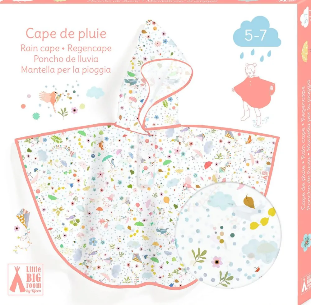Djeco Poncho de Lluvia · Ligereza S 110-122 cm*Niños Paraguas Infantiles|Ponchos De Lluvia