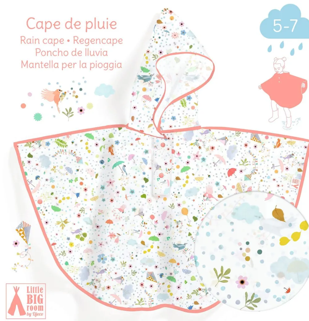 Djeco Poncho de Lluvia · Ligereza S 110-122 cm*Niños Paraguas Infantiles|Ponchos De Lluvia