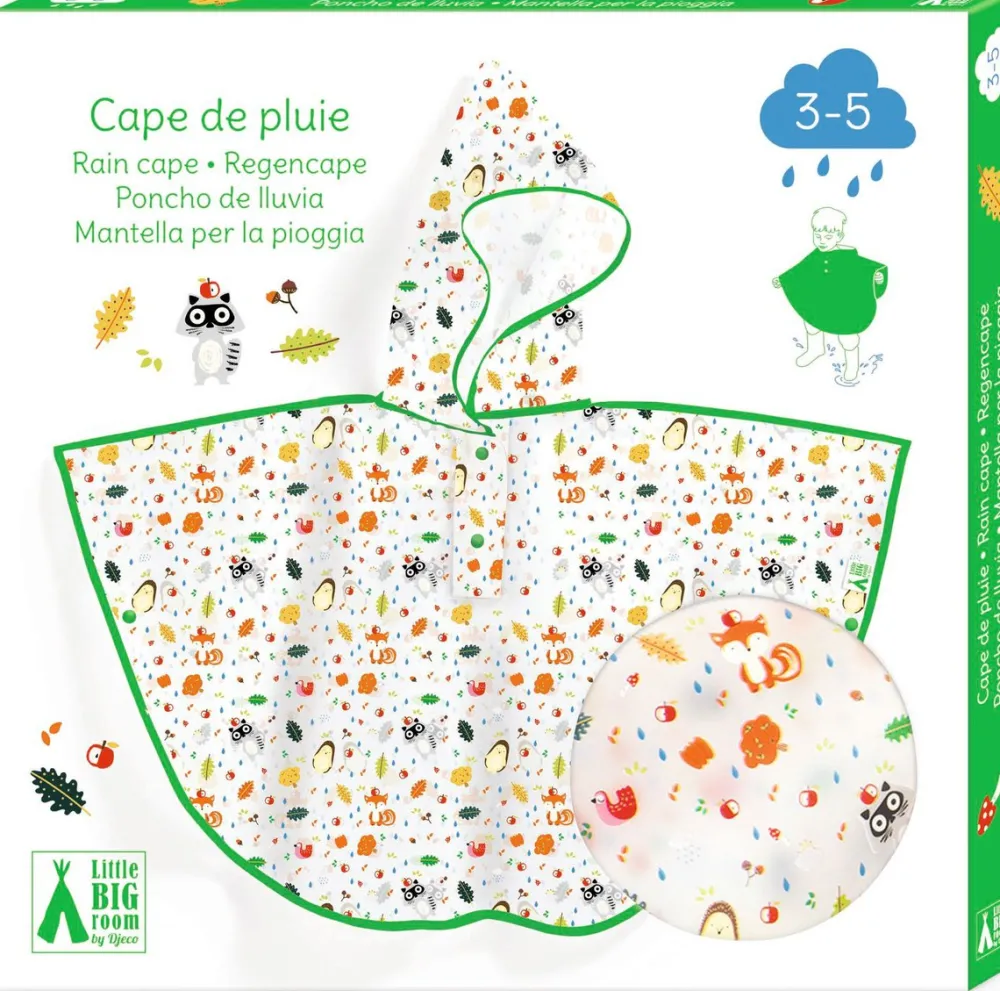 Djeco Poncho de Lluvia · Maleza XS 90-110 cm*Niños Paraguas Infantiles|Ponchos De Lluvia