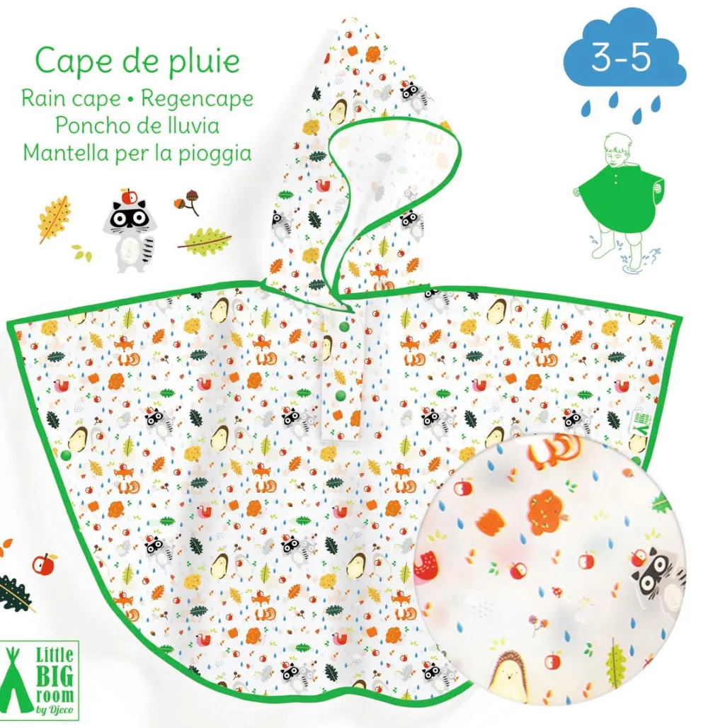Djeco Poncho de Lluvia · Maleza XS 90-110 cm*Niños Paraguas Infantiles|Ponchos De Lluvia