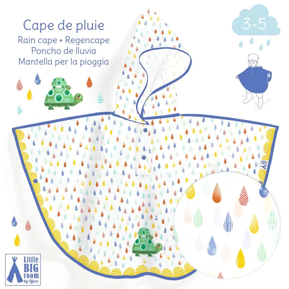 Djeco Poncho de Lluvia · Tortuga XS 90-110 cm*Niños Paraguas Infantiles|Ponchos De Lluvia