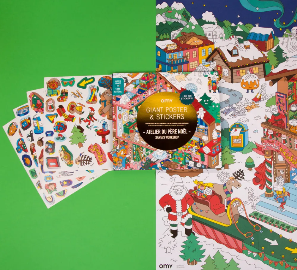 Omy Poster XL Santa Claus mas pegatinas 100x30 ·*Niños Kits Manualidades Navidad|Libros Para Colorear