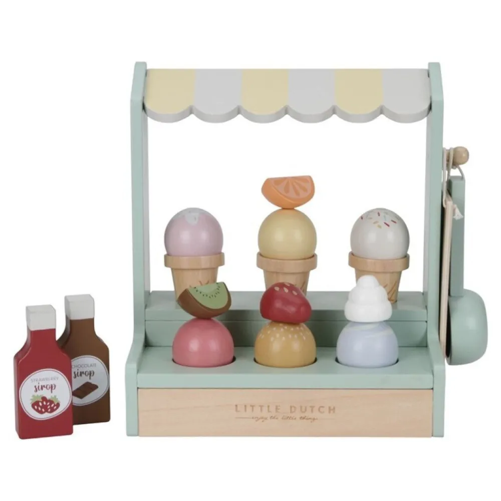 Little Dutch Puesto de helados de madera ·*Niños Cocinas De Madera Y Accesorios Juguete|Juguetes Waldorf