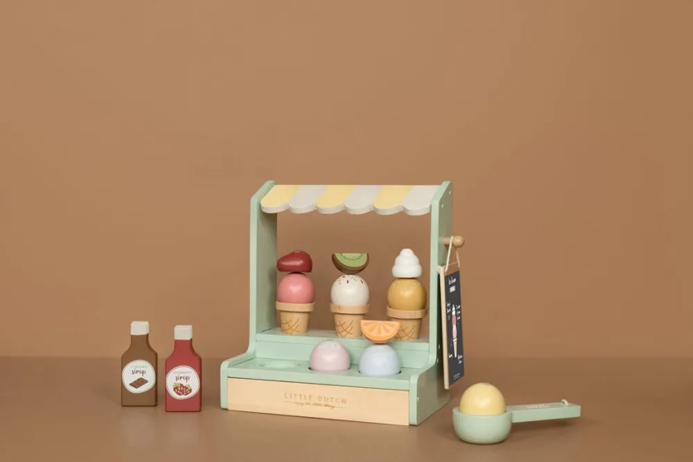 Little Dutch Puesto de helados de madera ·*Niños Cocinas De Madera Y Accesorios Juguete|Juguetes Waldorf