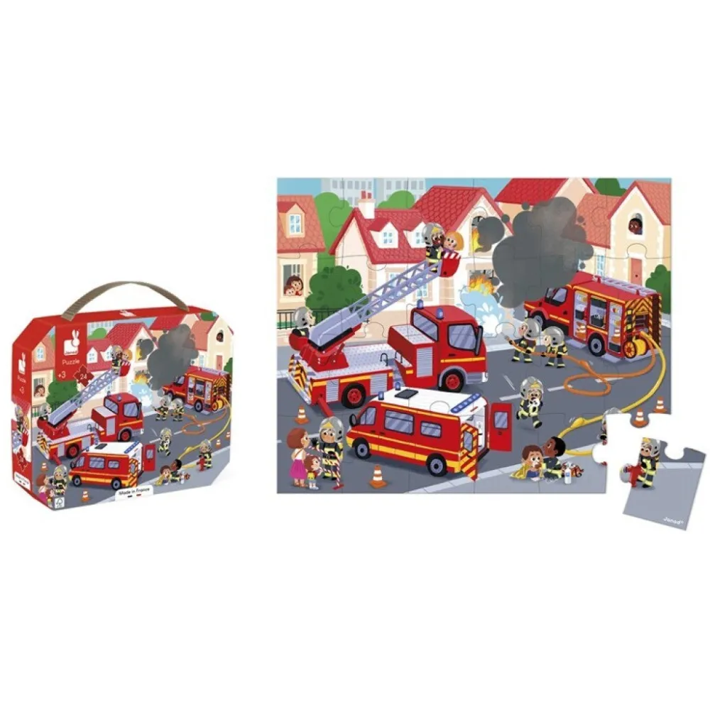 Janod Puzzle Bomberos 24 piezas ·*Niños Puzzles 36 Piezas|Puzzles Janod