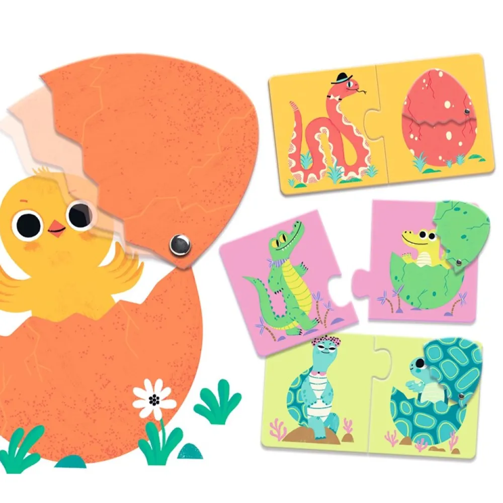 Djeco Puzzle dúo Huevos divertidos 12 piezas ·*Niños Puzzles Djeco|Puzzles De Animales