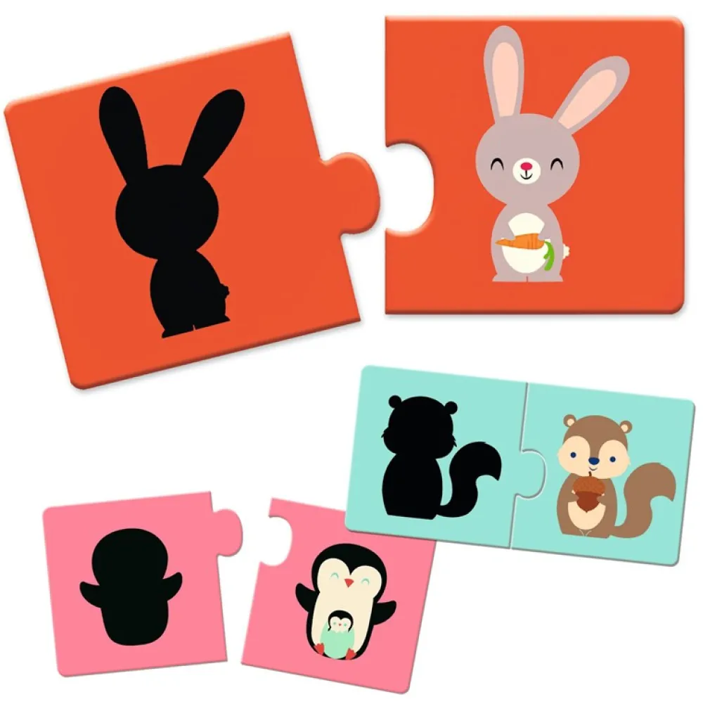 Djeco Puzzle dúo Sombras 12 piezas ·*Niños Puzzles Djeco|Puzzles De Animales