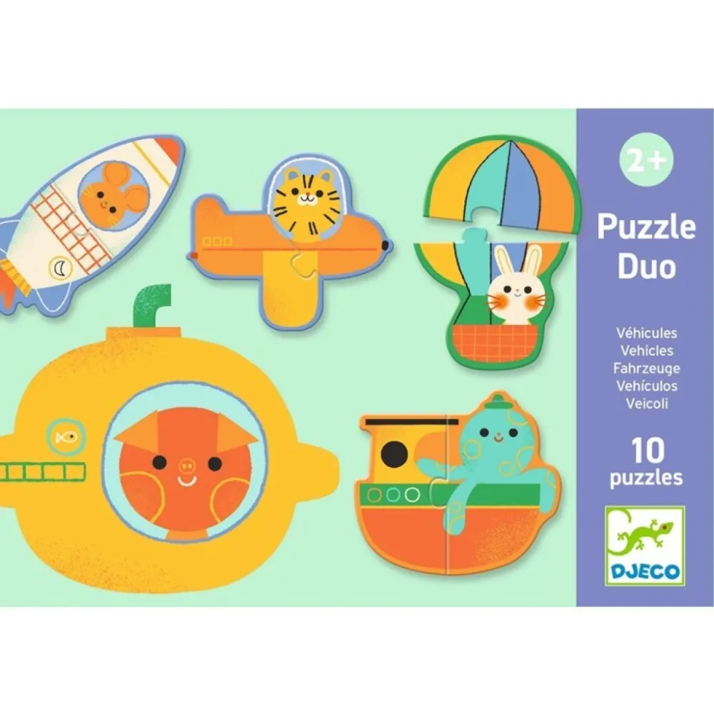 Djeco Puzzle dúo Vehiculos 20 piezas ·*Niños Puzzles Djeco|Puzzles De Animales