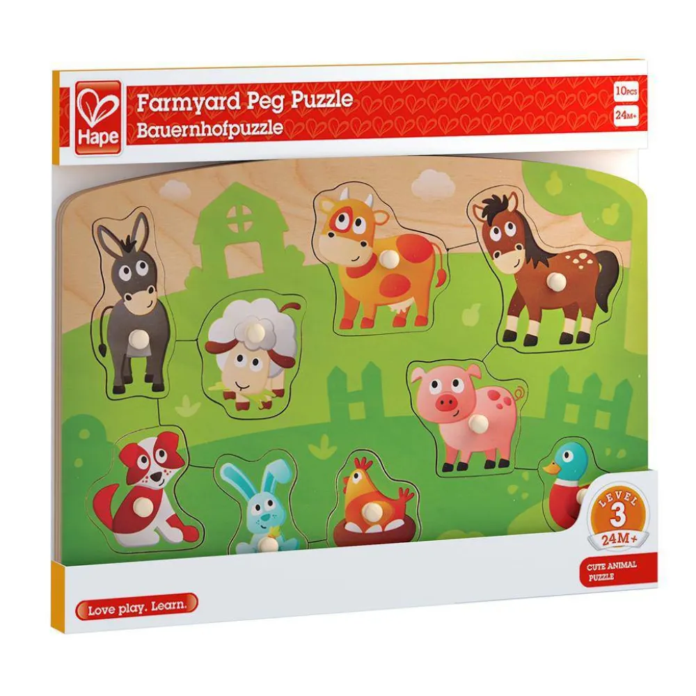 Hape Puzzle Encajable Granja ·*Niños Puzzles Hape|Puzzles De Animales