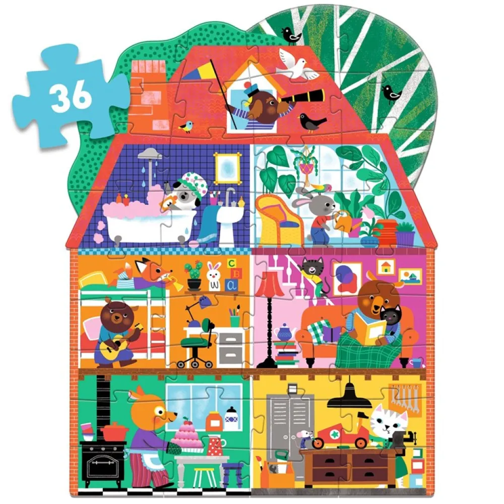 Djeco Puzzle Gigante La casa de los amiguitos ·*Niños Puzzles 36 Piezas|Puzzles Djeco