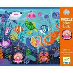 Djeco Puzzle Gigante Tactilo Mar ·*Niños Puzzles 24 Piezas|Puzzles Djeco