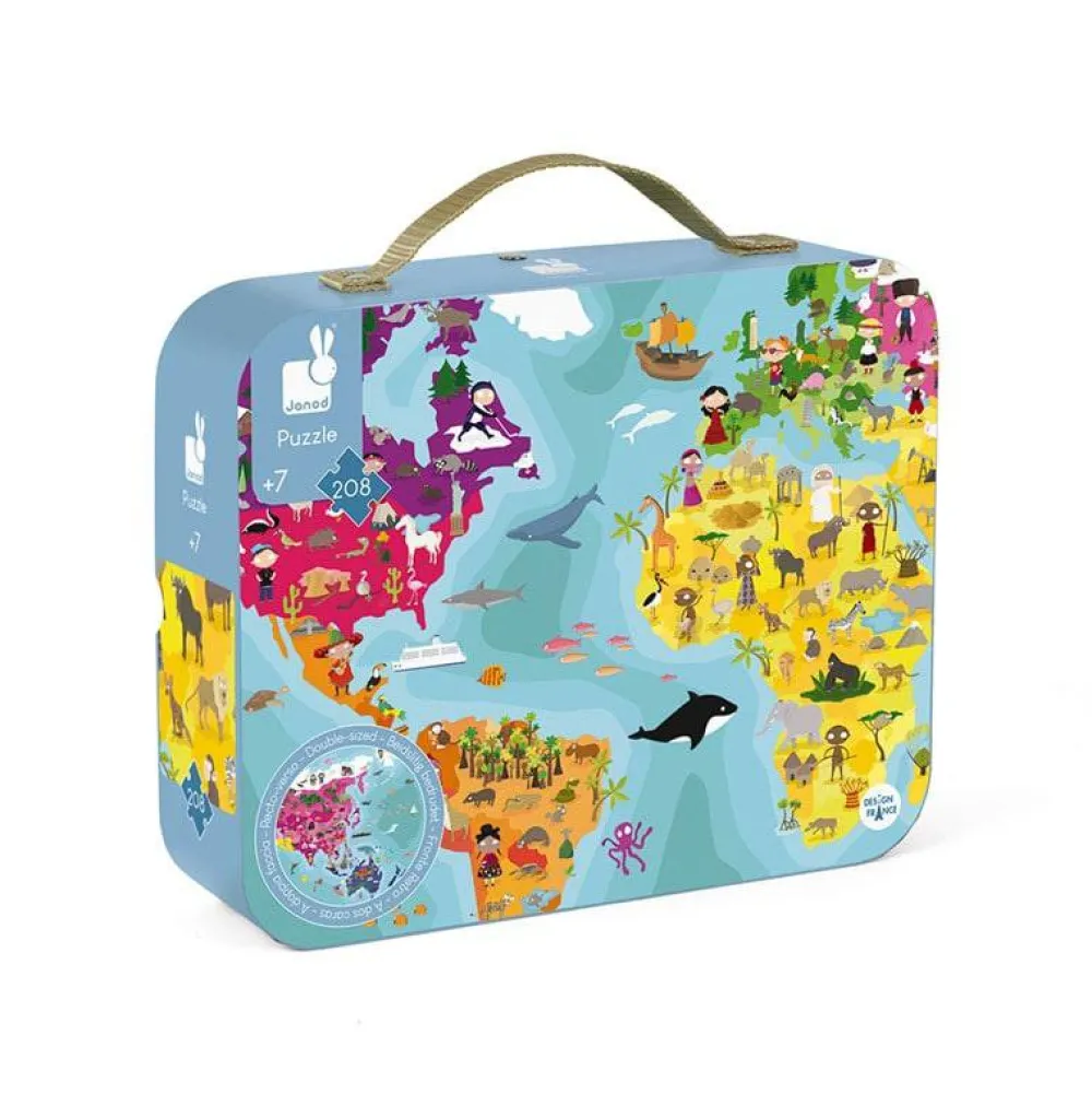 Janod Puzzle ilustrado a dos caras "Planeta Azul" ·*Niños Puzzles 200 Piezas|Puzzles Janod