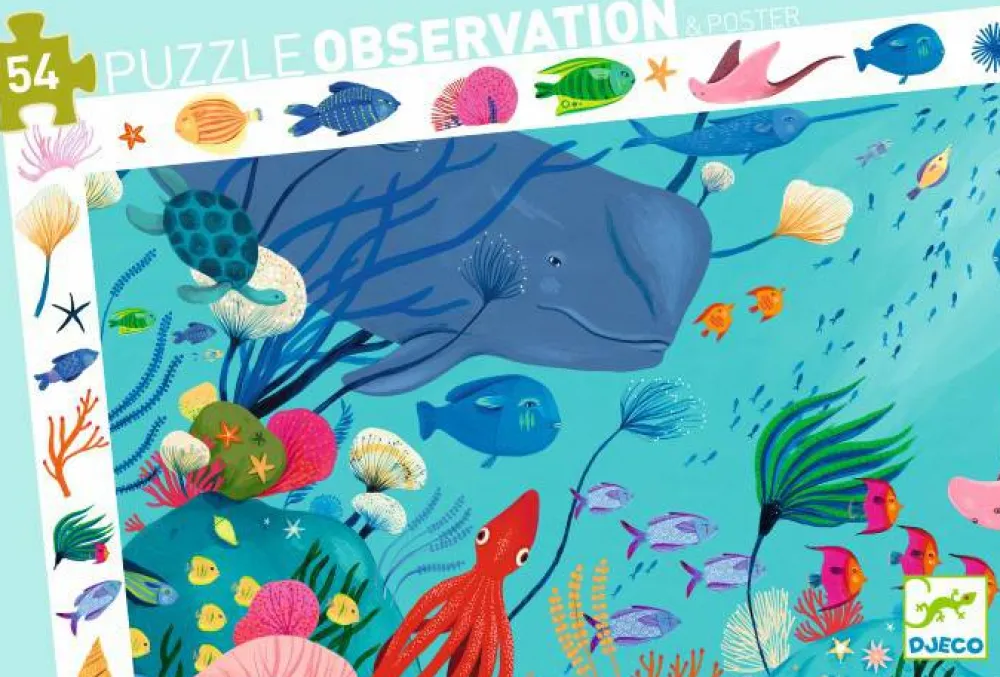 Djeco Puzzle Observación · Acuático*Niños Puzzles 54 Piezas|Puzzles Djeco