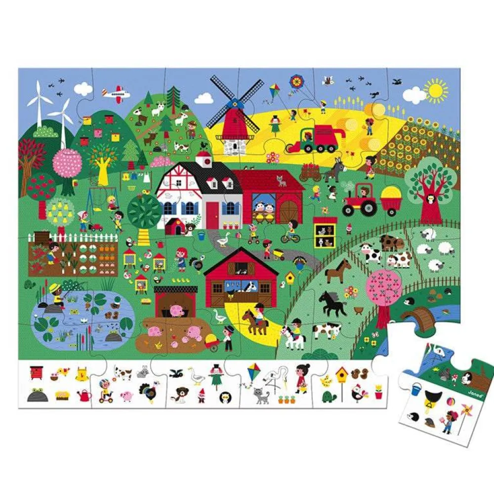 Janod Puzzle Observación La Granja 24 piezas*Niños Puzzles 24 Piezas|Puzzles Janod