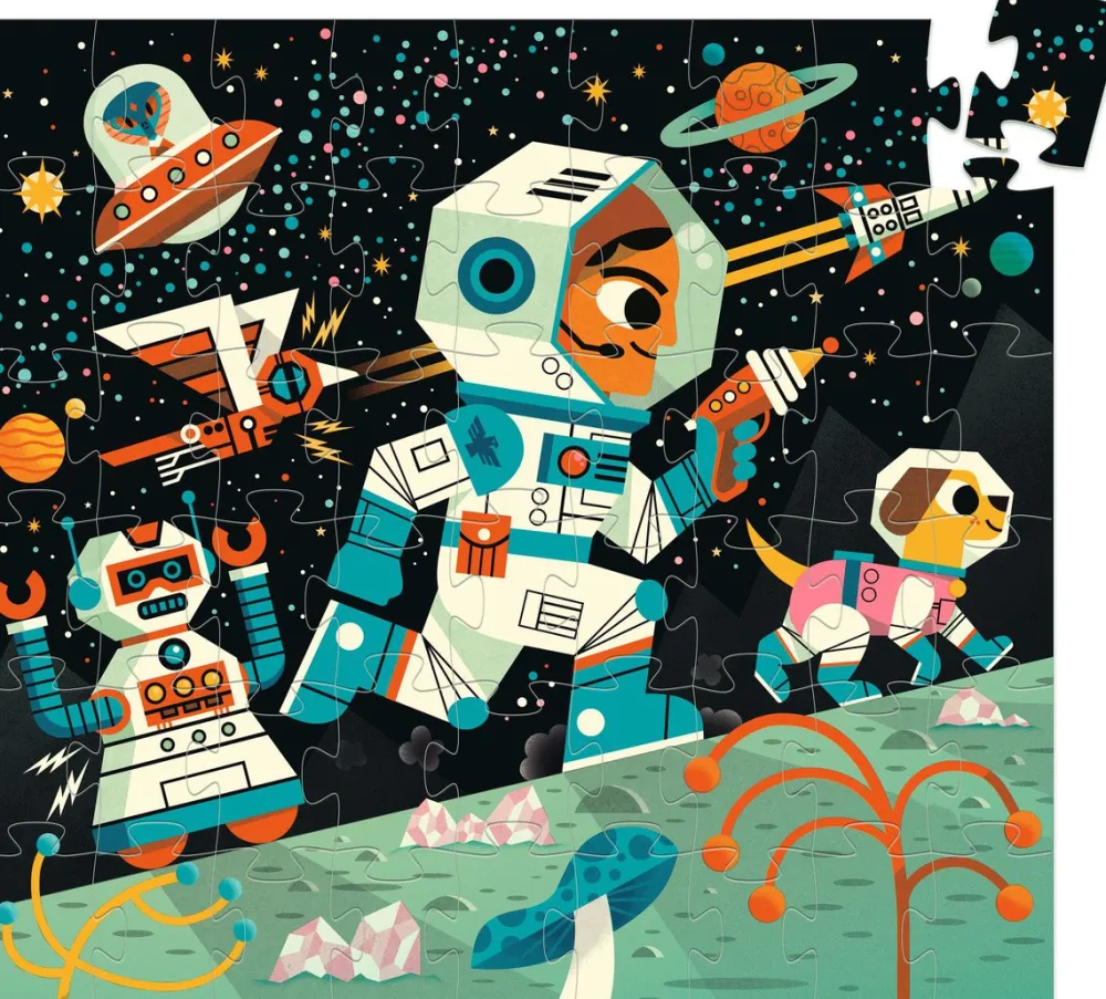 Djeco Puzzle Silueta · Estación Espacial*Niños Puzzles 54 Piezas|Puzzles Djeco
