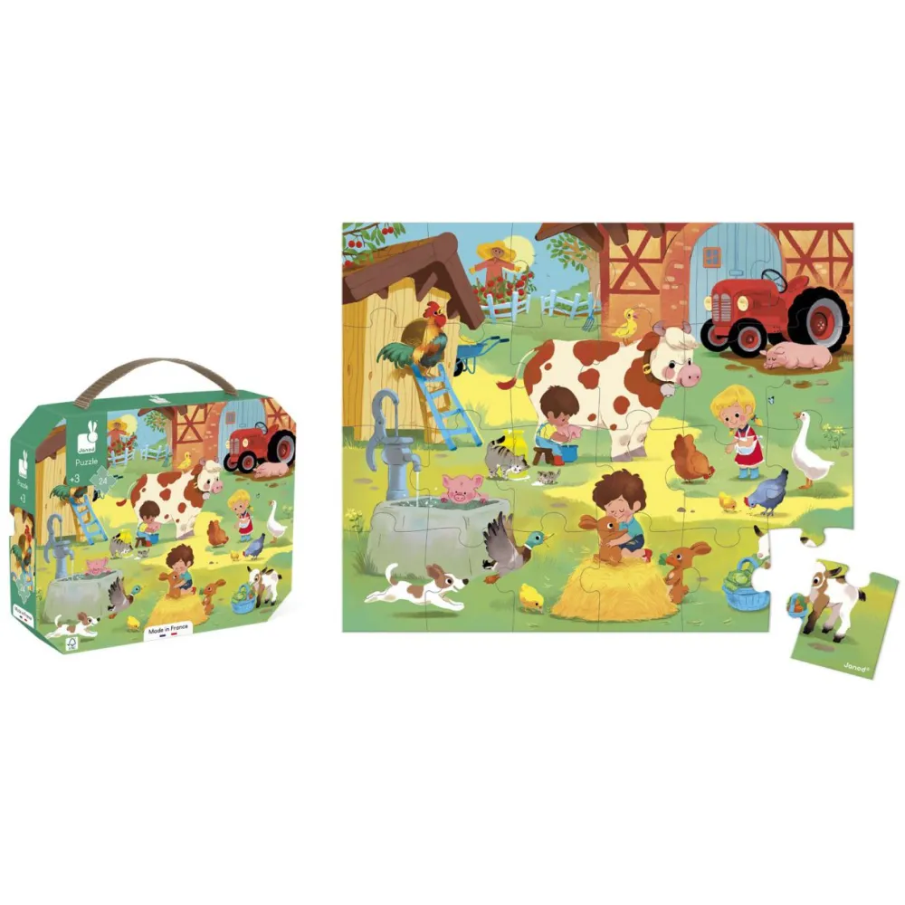 Janod Puzzle Un Día en la Granja 24 piezas ·*Niños Puzzles 24 Piezas|Puzzles Janod