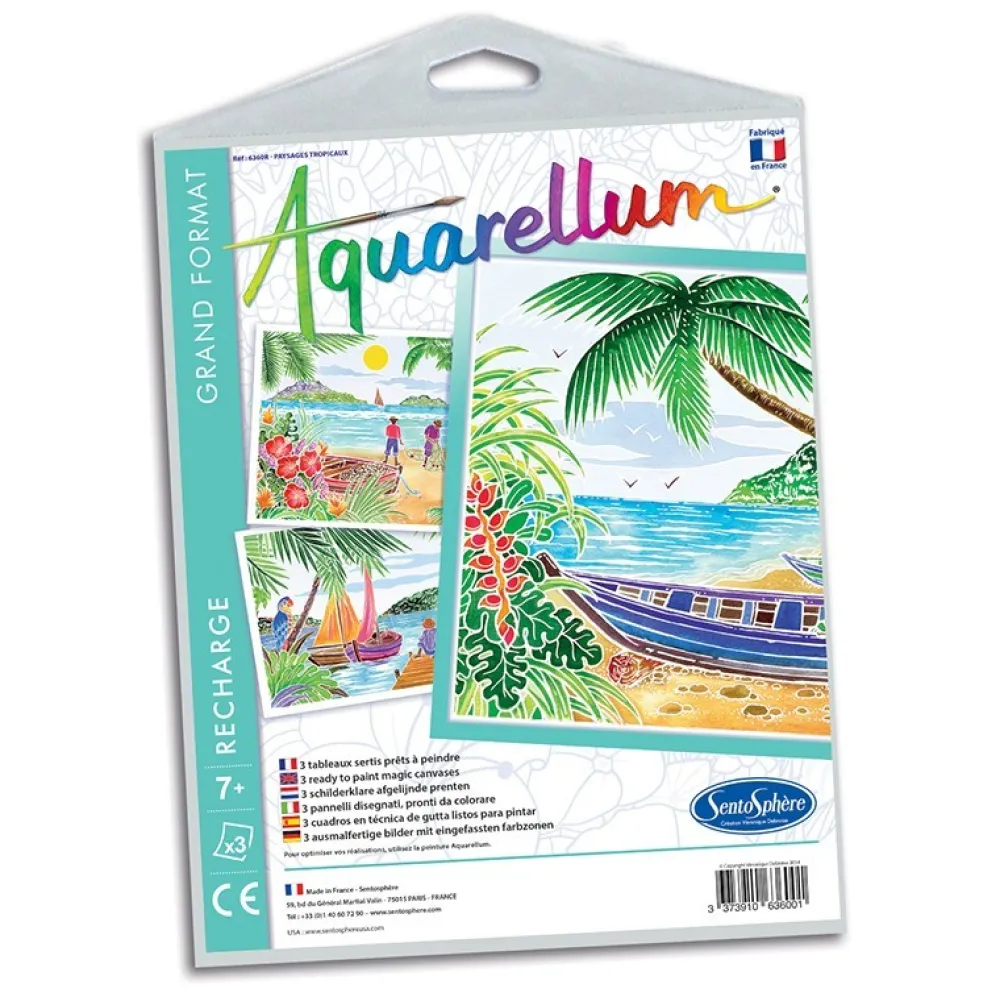 Sentosphère Recambio láminas Aquarellum Grand Paisajes tropicales*Niños Kit De Manualidades