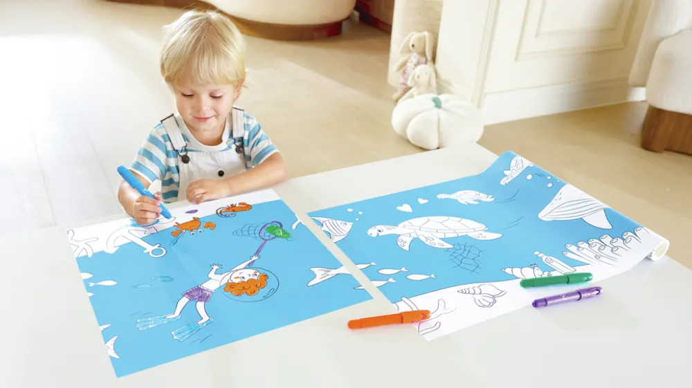 Hape Rollo de papel para garabatos Oceánicos ·*Niños Kit De Manualidades|Juguetes De Toda La Vida