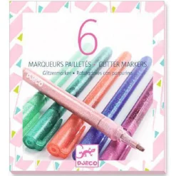 Djeco Rotuladores Purpurina Pastel (6 ud) ·*Niños Bolis, Lápices Y Rotus|Pinturas