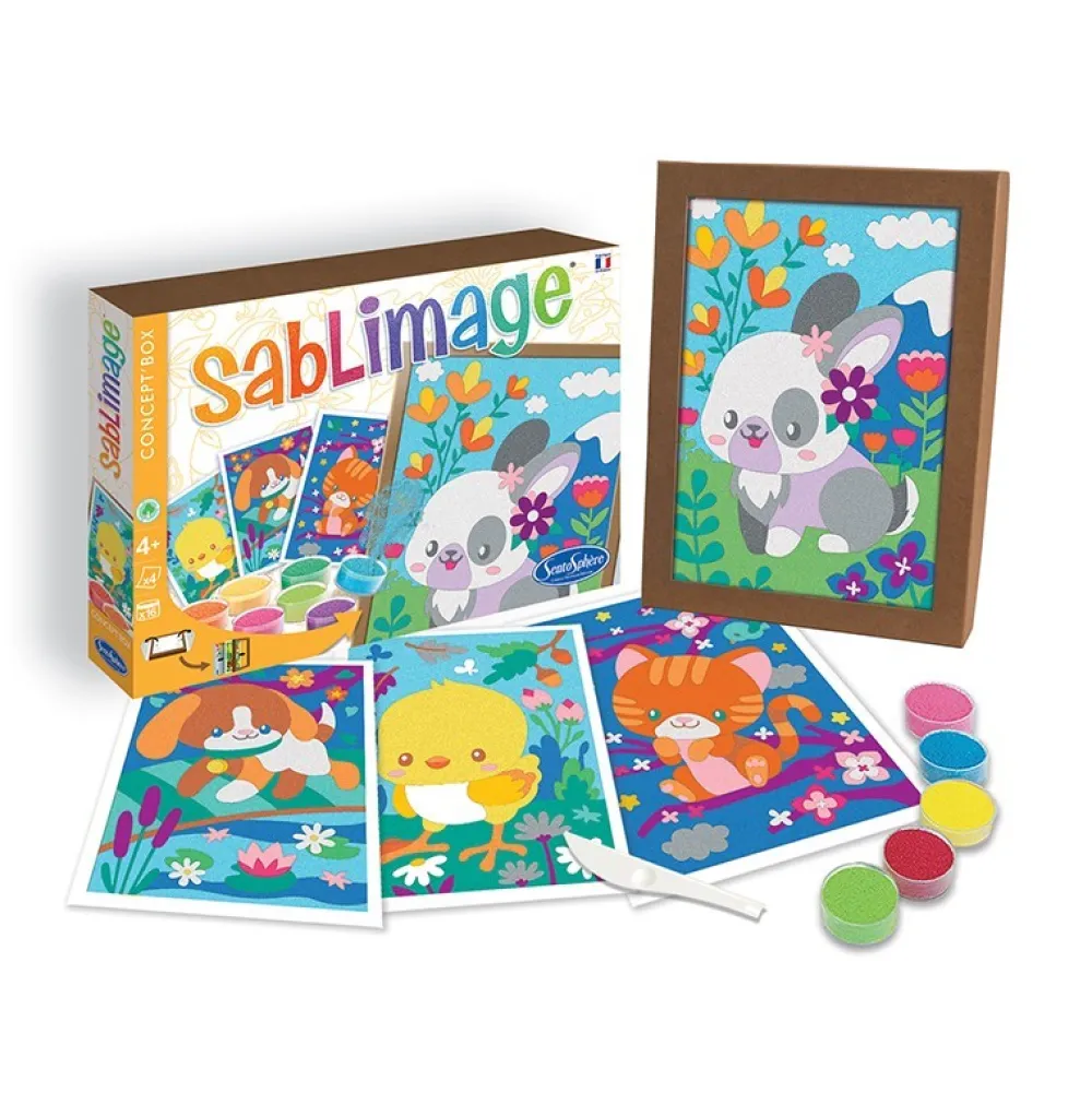 Sentosphère Sablimage Animales de Peluche*Niños Pintar Con Arena|Kit De Manualidades