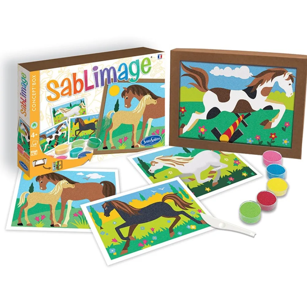 Sentosphère Sablimage Caballos*Niños Pintar Con Arena|Kit De Manualidades
