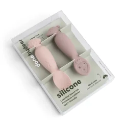 Done by Deer Set 2 cucharas aprendizaje silicona Tiny farm Powder ·* Cubiertos Infantiles