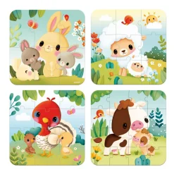 Janod Set 4 Puzzles - La granja ·*Niños Puzzles Janod|Puzzles Evolutivos