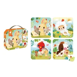 Janod Set 4 Puzzles - La granja ·*Niños Puzzles Janod|Puzzles Evolutivos