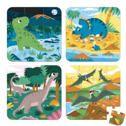Janod Set 4 Puzzles Evolutivos - Dinosaurio ·*Niños Puzzles Janod|Puzzles Dinosaurios