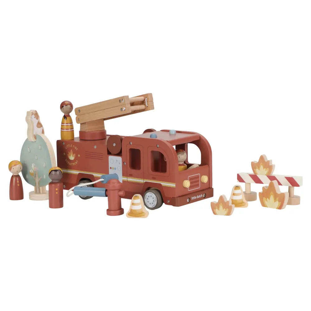 Little Dutch Set Bomberos con camión FSC ·*Niños Coches De Madera De Juguete Para Bebés|Coches De Juguete Para Bebés