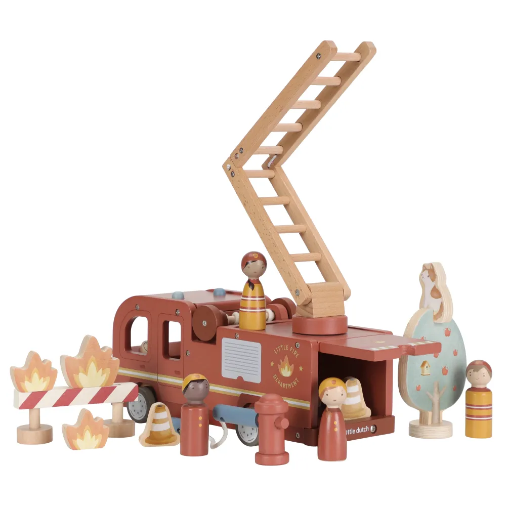 Little Dutch Set Bomberos con camión FSC ·*Niños Coches De Madera De Juguete Para Bebés|Coches De Juguete Para Bebés