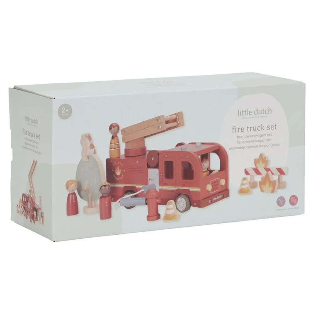 Little Dutch Set Bomberos con camión FSC ·*Niños Coches De Madera De Juguete Para Bebés|Coches De Juguete Para Bebés