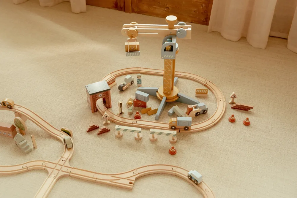 Little Dutch Set Construcción con grúa FSC ·*Niños Coches De Madera De Juguete Para Bebés|Coches De Juguete Para Bebés