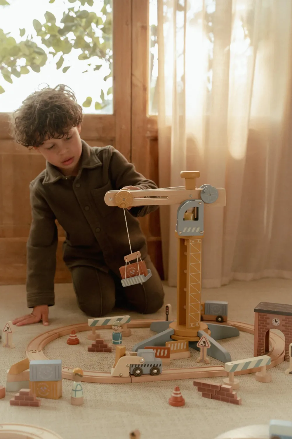 Little Dutch Set Construcción con grúa FSC ·*Niños Coches De Madera De Juguete Para Bebés|Coches De Juguete Para Bebés