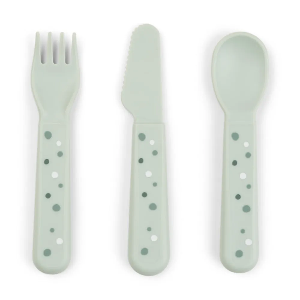 Done by Deer Set cubiertos Happy Dots Green ·* Cubiertos Infantiles