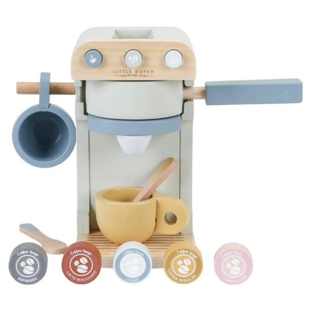 Little Dutch Set de Cafetera Azul ·*Niños Cocinas De Madera Y Accesorios Juguete|Juguetes Waldorf
