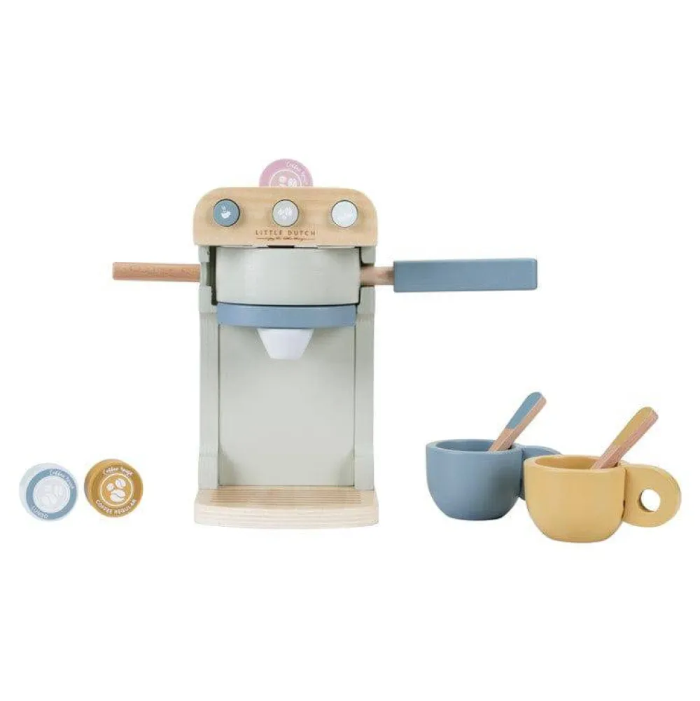 Little Dutch Set de Cafetera Azul ·*Niños Cocinas De Madera Y Accesorios Juguete|Juguetes Waldorf