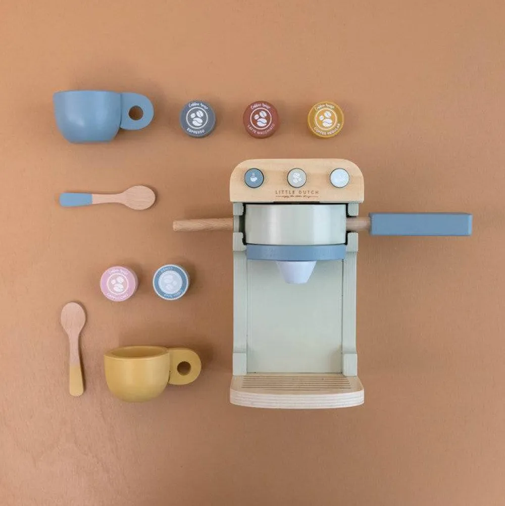 Little Dutch Set de Cafetera Azul ·*Niños Cocinas De Madera Y Accesorios Juguete|Juguetes Waldorf