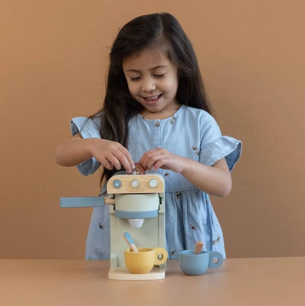Little Dutch Set de Cafetera Azul ·*Niños Cocinas De Madera Y Accesorios Juguete|Juguetes Waldorf