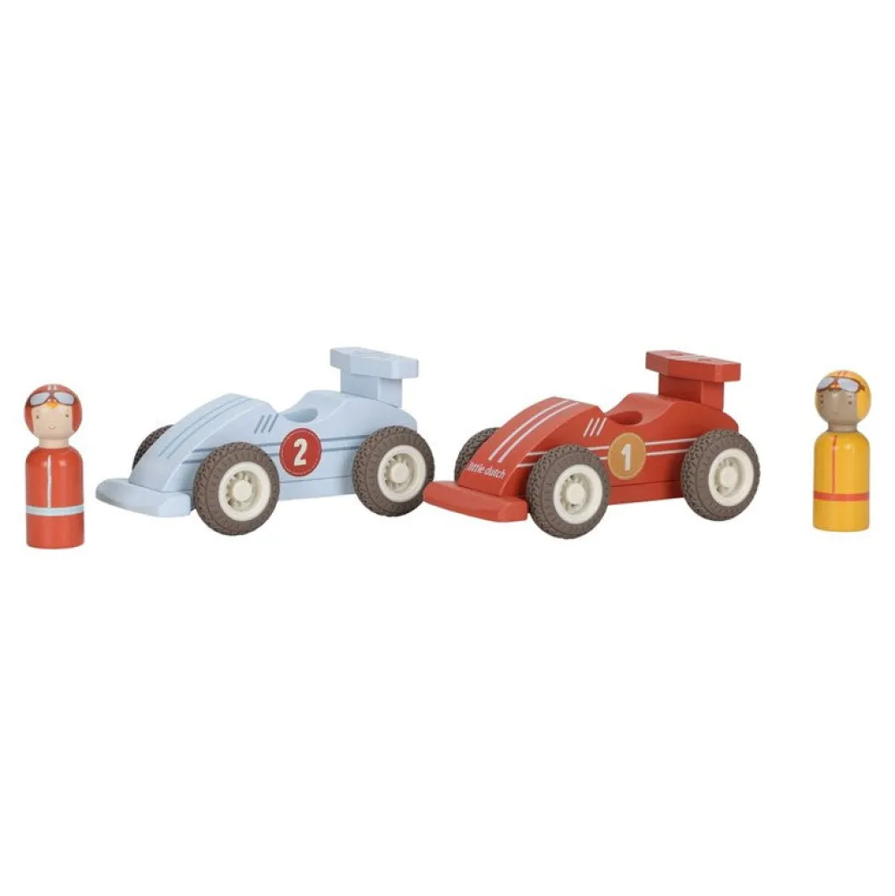 Little Dutch Set de coches de carreras con retroceso ·*Niños Coches De Madera De Juguete Para Bebés|Coches De Juguete Para Bebés