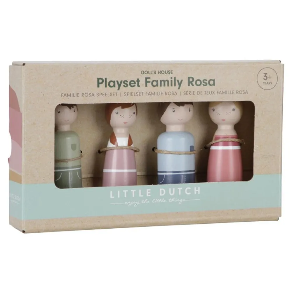 Little Dutch Set familia rosa Casa de Muñecas Madera FSC ·*Niños Casas De Muñecas|Juguetes Waldorf