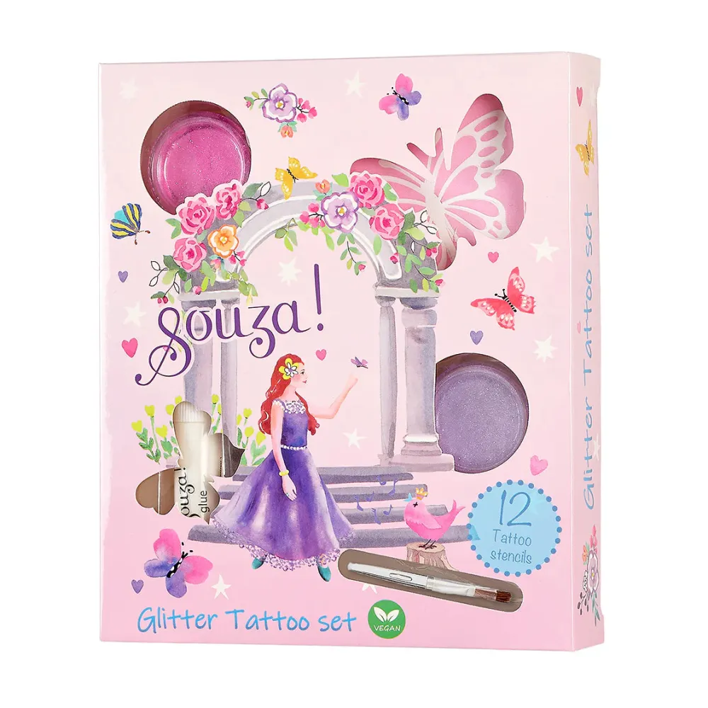 Souza Set tatuajes purpurina Princesas ·*Niños Maletín De Maquillaje Para Niñas Y Niños|Disfraces Infantiles