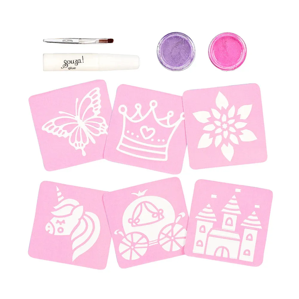 Souza Set tatuajes purpurina Princesas ·*Niños Maletín De Maquillaje Para Niñas Y Niños|Disfraces Infantiles