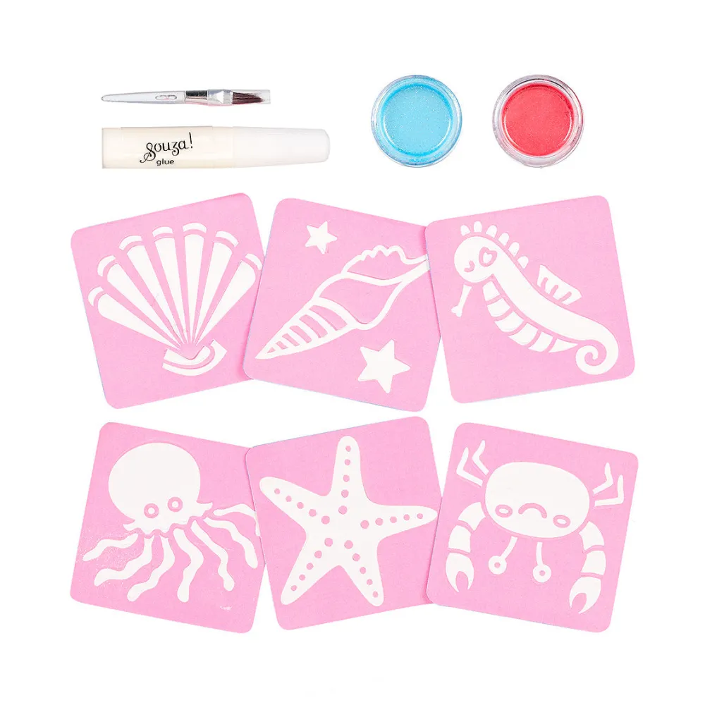 Souza Set tatuajes purpurina Sirenas ·*Niños Maletín De Maquillaje Para Niñas Y Niños|Disfraces Infantiles