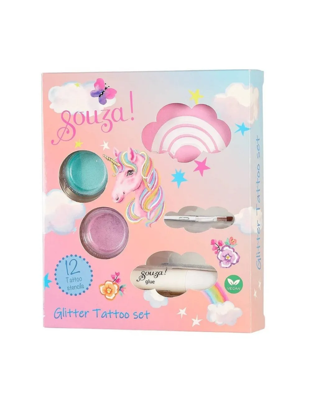 Souza Set tatuajes purpurina Unicornio ·*Niños Maletín De Maquillaje Para Niñas Y Niños|Disfraces Infantiles