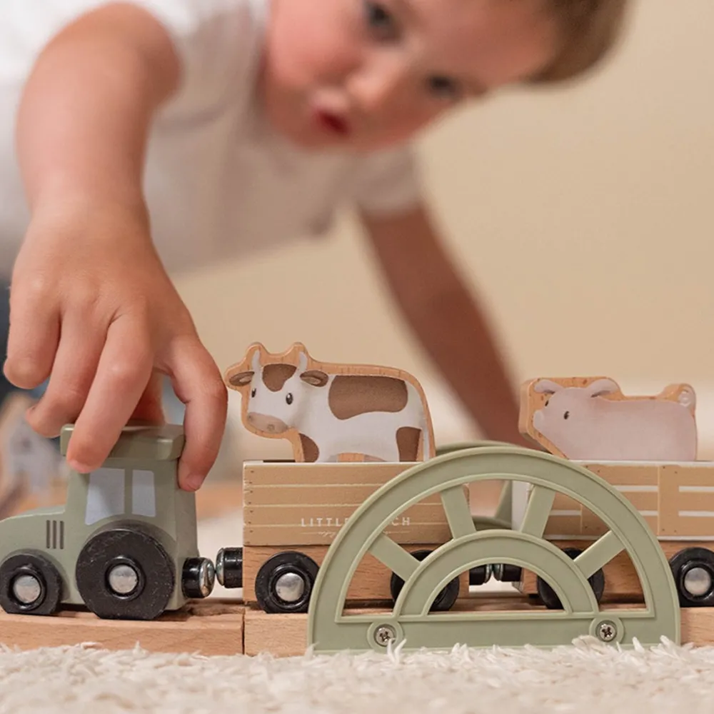 Little Dutch Sistema de tren Little Farm ·*Niños Juguetes Montessori|Juguetes De Madera Para Niños