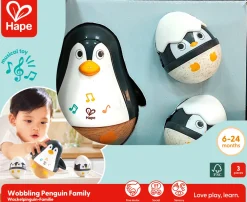 Hape Sonajeros Tentetieso Penguin Family ·*Niños Juguetes De Madera Para Niños|Juguetes De Estimulación Para Bebé
