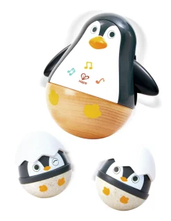 Hape Sonajeros Tentetieso Penguin Family ·*Niños Juguetes De Madera Para Niños|Juguetes De Estimulación Para Bebé