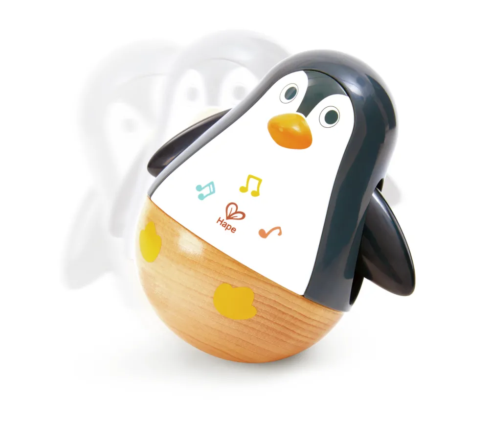 Hape Sonajeros Tentetieso Penguin Family ·*Niños Juguetes De Madera Para Niños|Juguetes De Estimulación Para Bebé